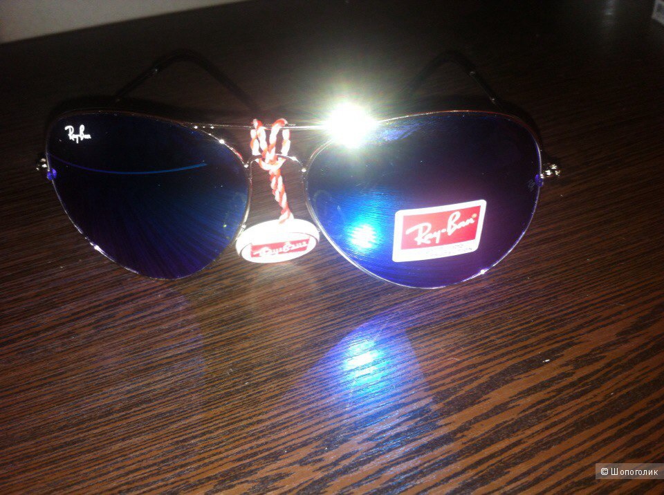 Солнцезащитные очки Ray Ban aviator/авиатор зеркальные синие (унисекс),новые
