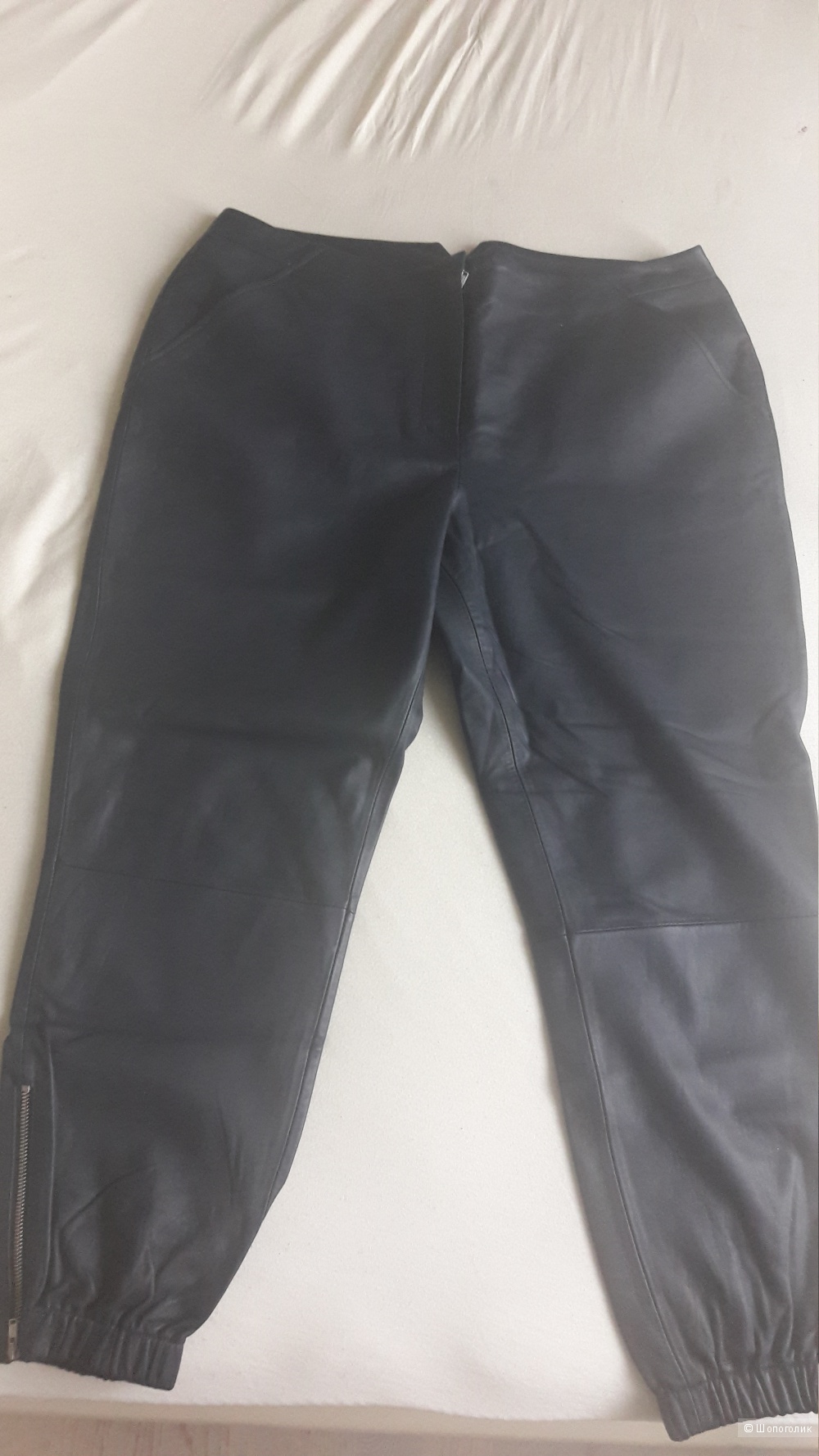 Новые кожаные брюки Asos 44 европейский (российский 50 размер) темно-синего цвета