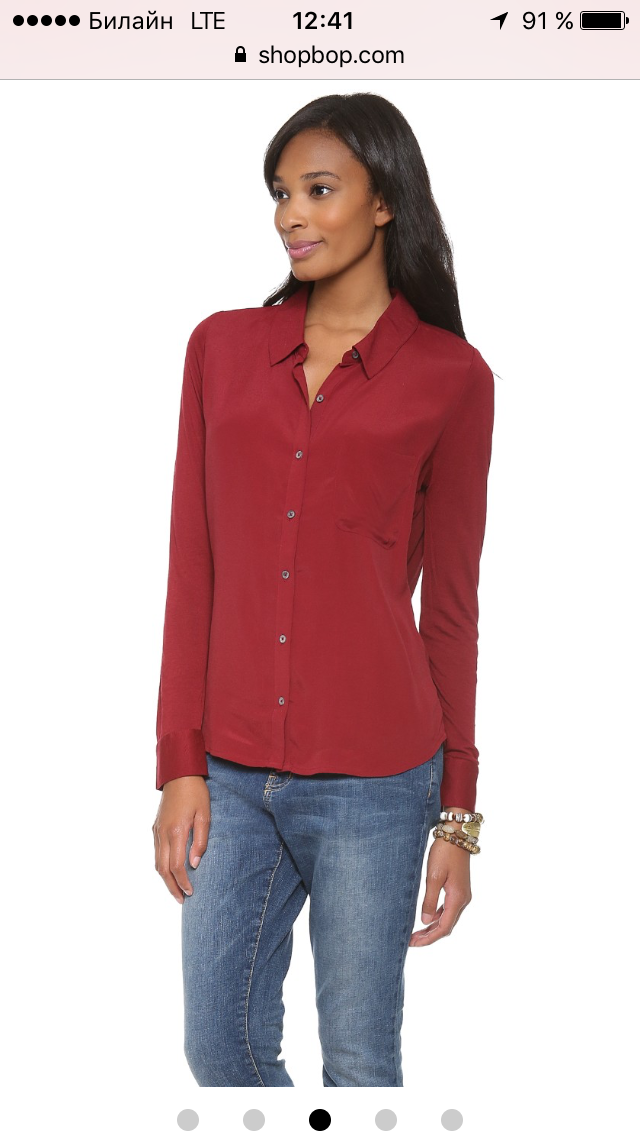Бордовая рубашка свободного покроя бренда Soft Joie размер M