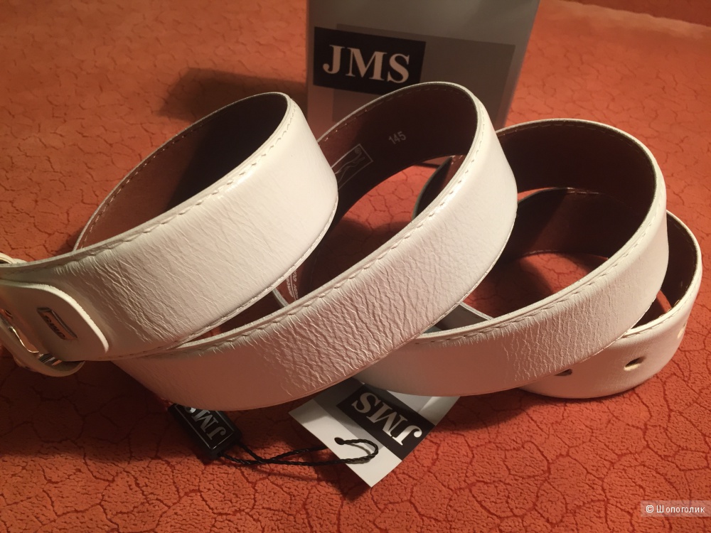 Белый кожаный ремень JMS новый
