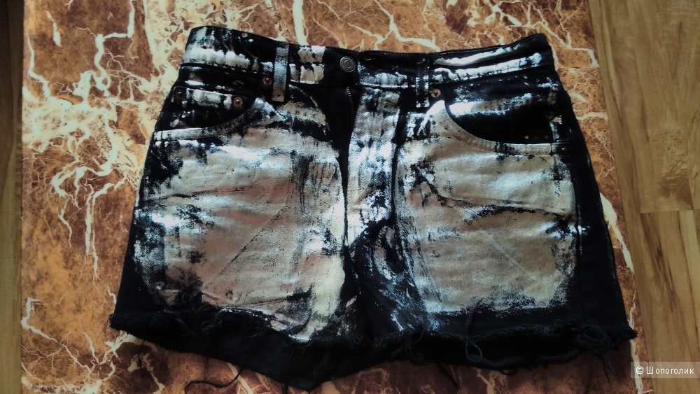 Винтажные джинсовые Шорты черные с необработанным краем покрытием Levi`s р S
