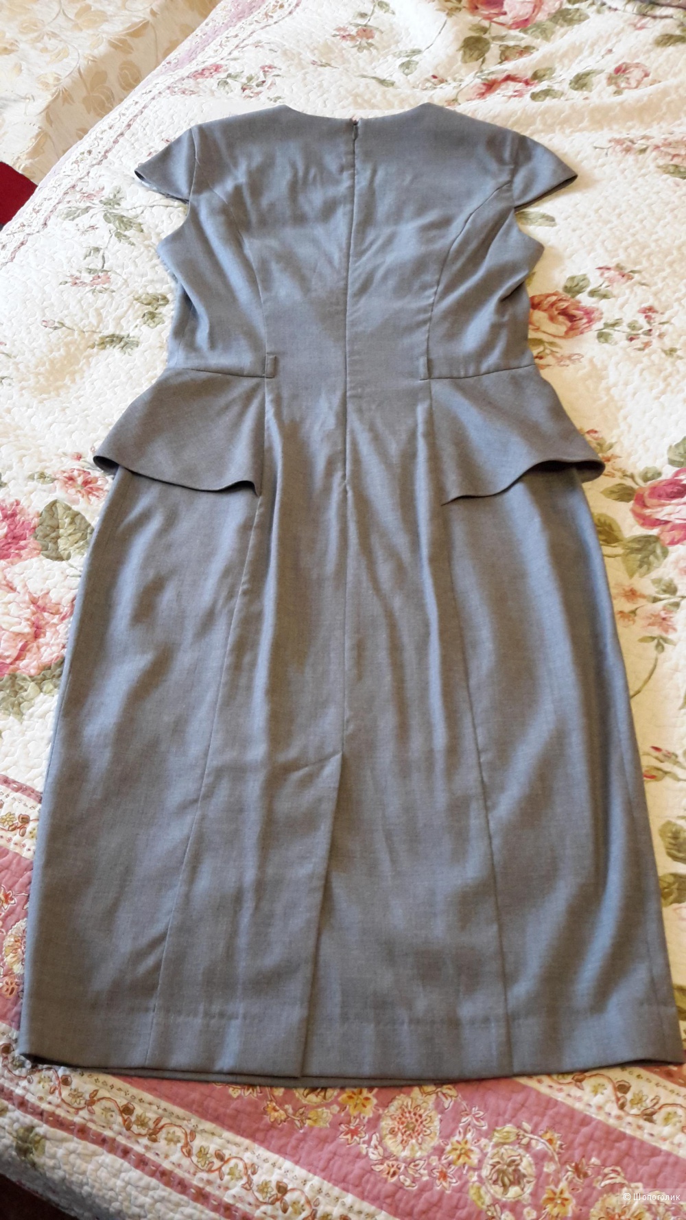 Деловое платье с ремнем серого цвета Elena Shipilova размер 46 (хорошо на 44-46)