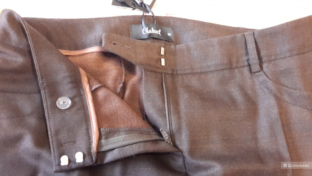 Классные дизайнерские брюки с шерстью Charuel цвета темно-коричневый размер 50