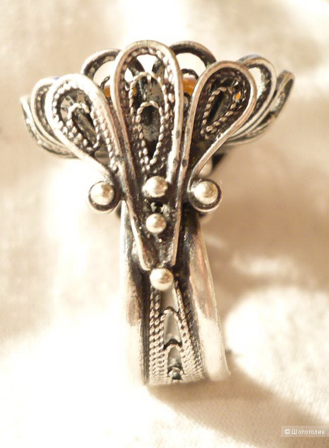 Кольцо серебро янтарь размер 17,5