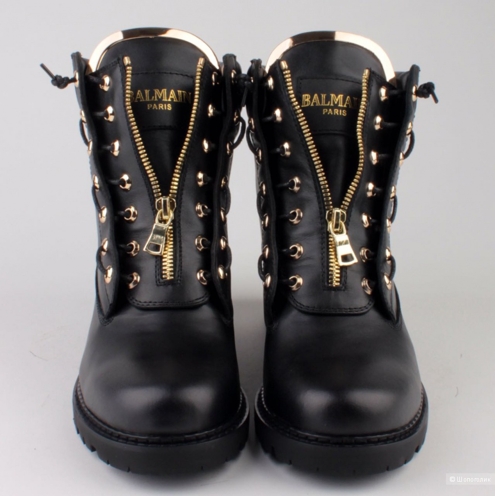 Чёрные кожаные ботинки Balmain