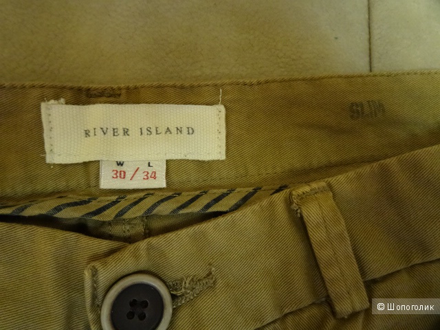 Брюки 100% cotton, цвета верблюжьей шерсти, River Island, б/у, размер 30W/34L