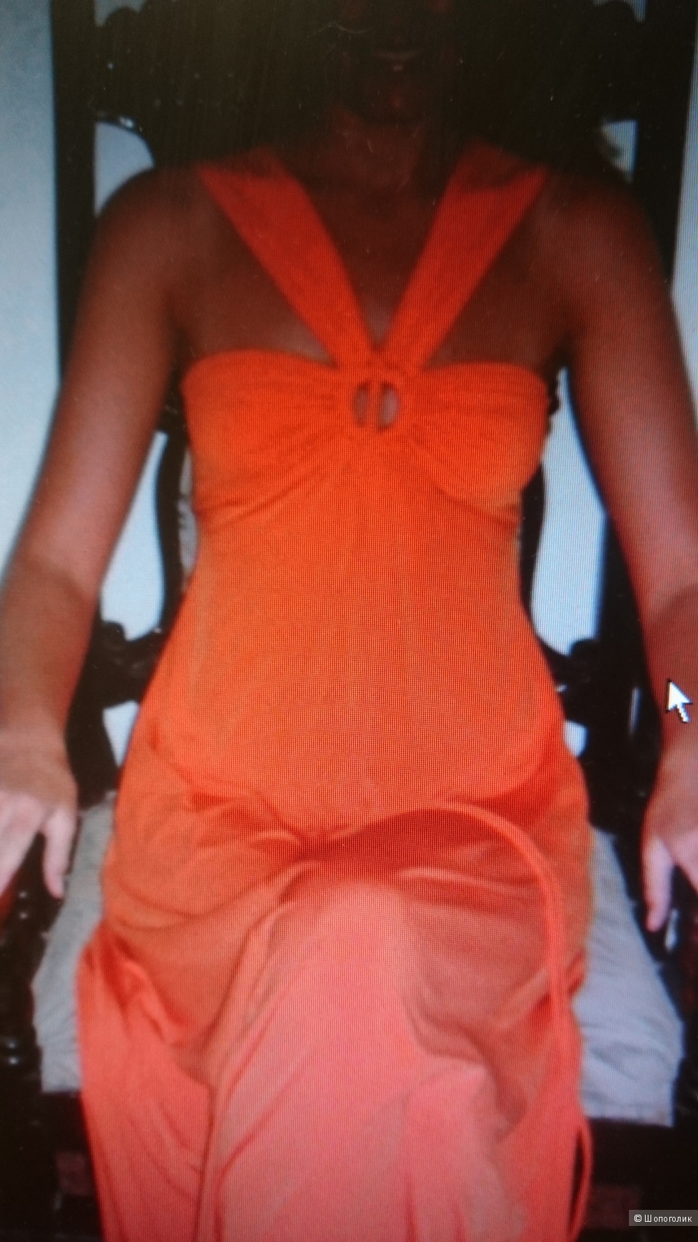 Длинное оранжевое платье