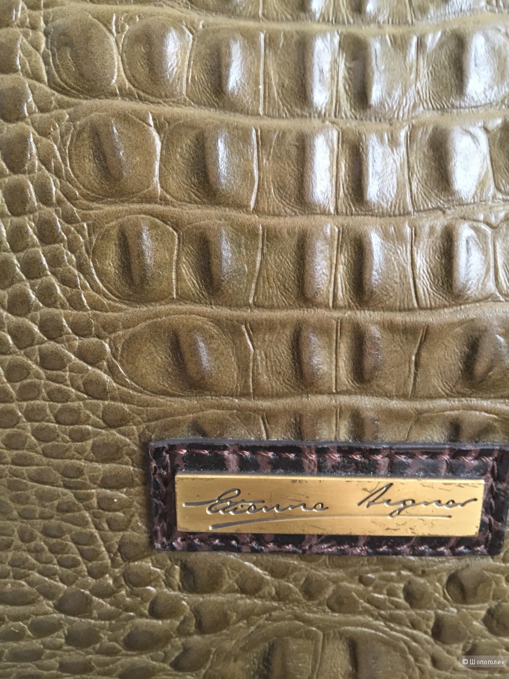 Кожаная сумка с выделкой под крокодила Etienne Aigner