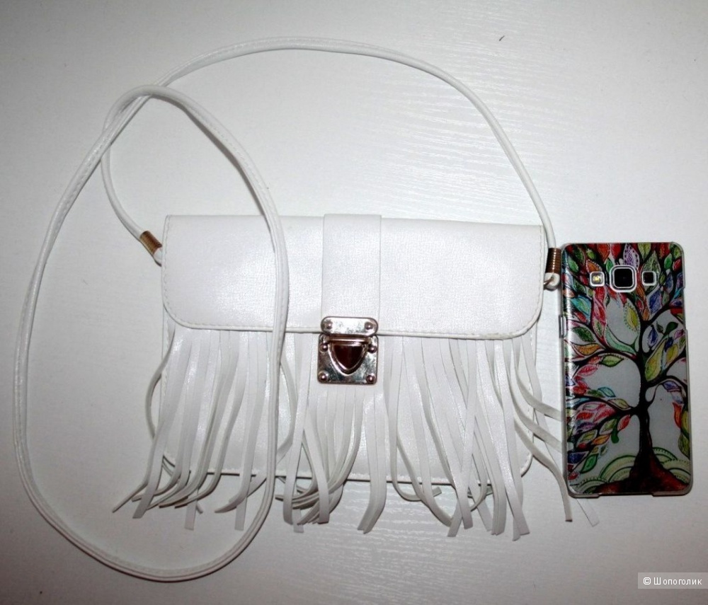 Новая Белая Сумочка с бахромой cross body
