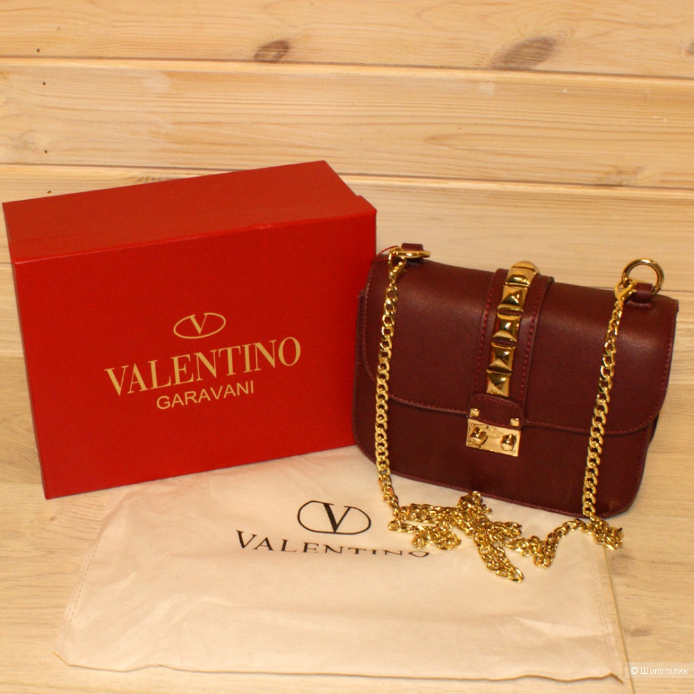 Клатч Valentino Glam Lock Small Wine Red