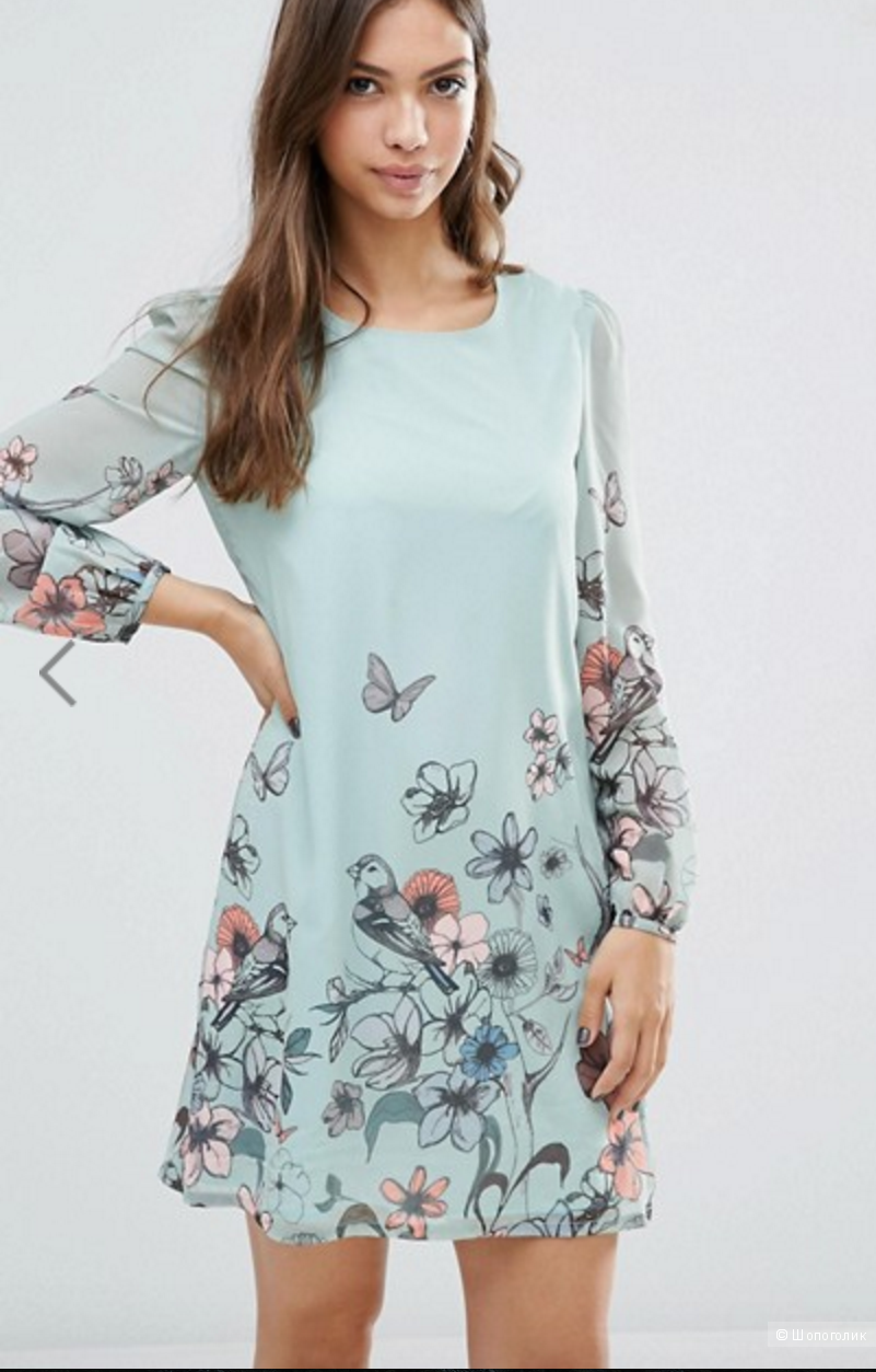Нежное шифоновое платье с бабочками Yumi, цвет Мятный, размер 14UK/10US/48рос