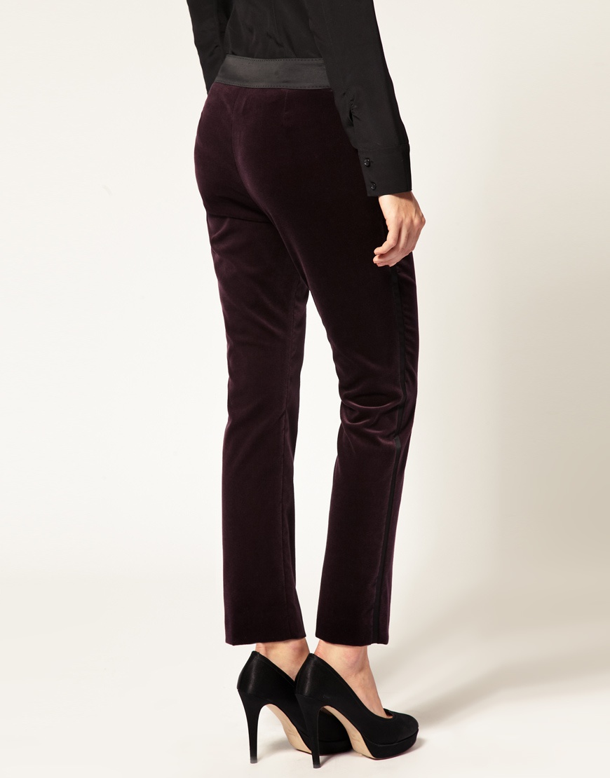 Новые бархатные брюки Karen Millen цвета aubergine (баклажан)