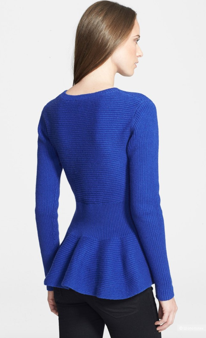 Теплый свитер с баской Ted Baker Women's Edenia Peplum Ribbed Sweater, Bright Blue. Размер 3 (на 44-48)