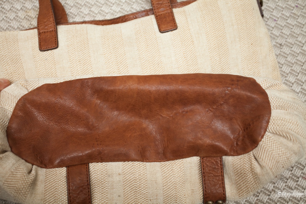 Летняя сумка Massimo Dutti, кожа и лен