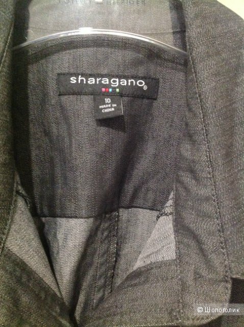 Платье SHARAGANO Belted Denim Shirtdress размер  46-48