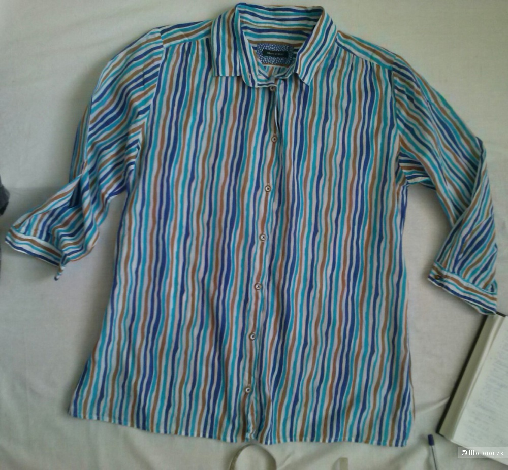 Marc O Polo рубашка с принтом из извилистых разноцветных линий 100% хлопок Маркировка 38 eur (46-48 рус)
