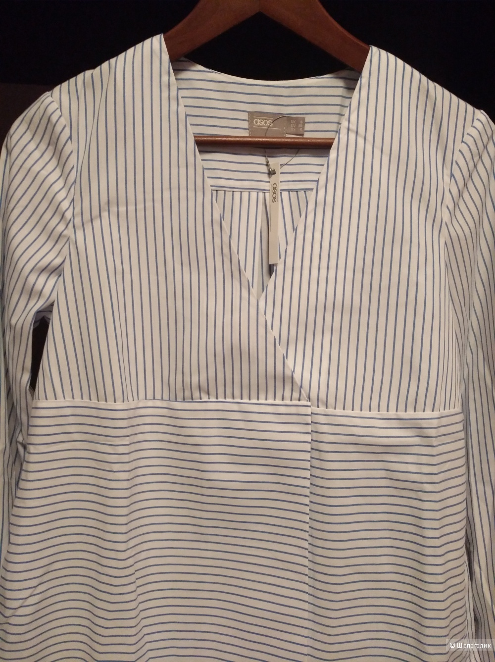 Хлопковая рубашка в полоску ASOS - Blue/white / UK 8, EU 36 (42-44 рус)