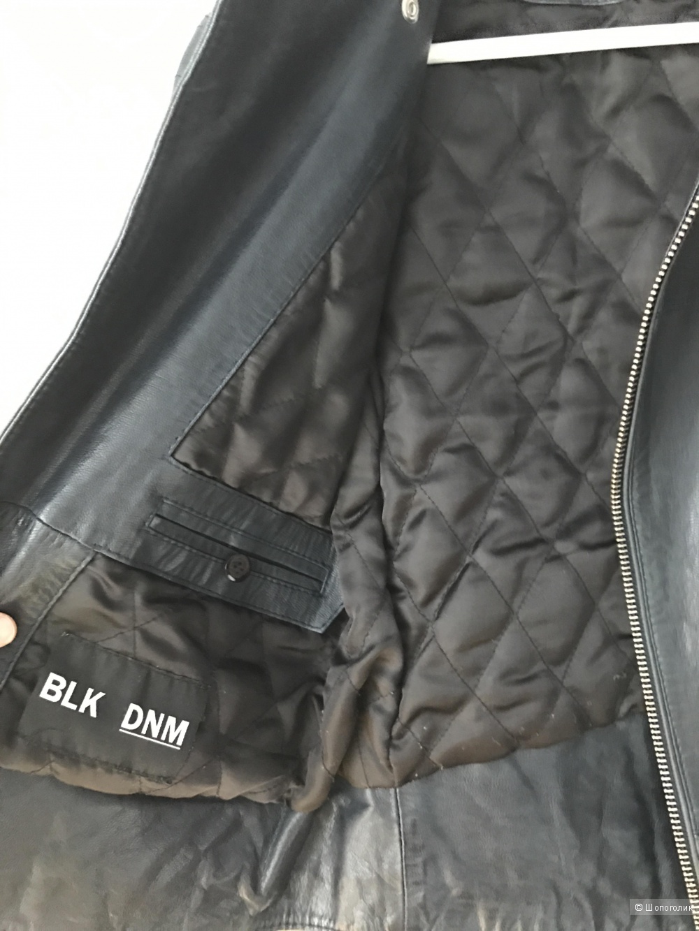 Кожаная куртка BLK DNM LEATHER JACKET 22 размер S цвет navy