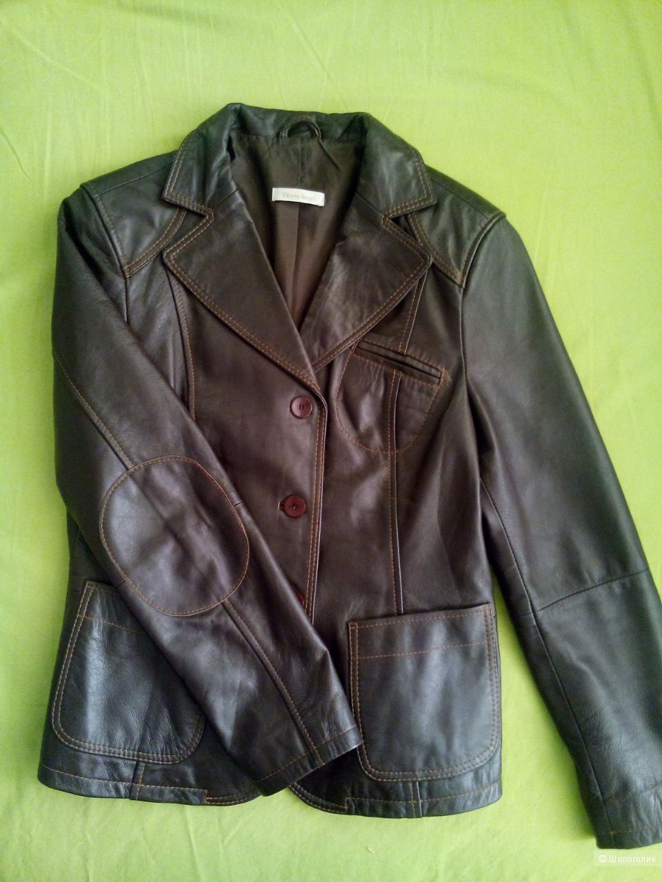 Пиджак кожаный женский, шоколадного цвета, lambnappa(кожа ягненка) 46 размер российский