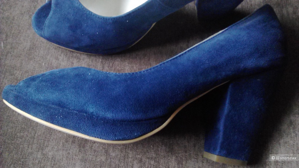 Туфли синие натуральная замша 40 размер.