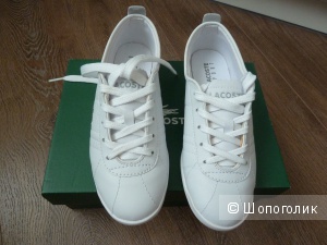 LACOSTE легкие кожаные кроссовки, белые, размер 36-36,5