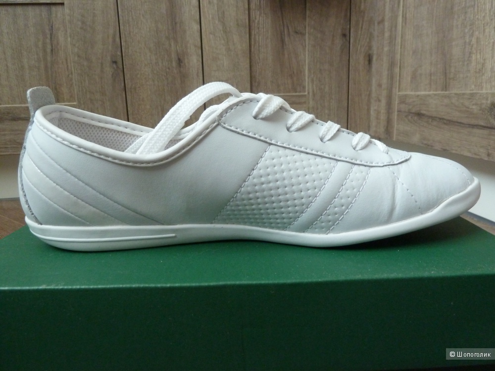 LACOSTE легкие кожаные кроссовки, белые, размер 36-36,5