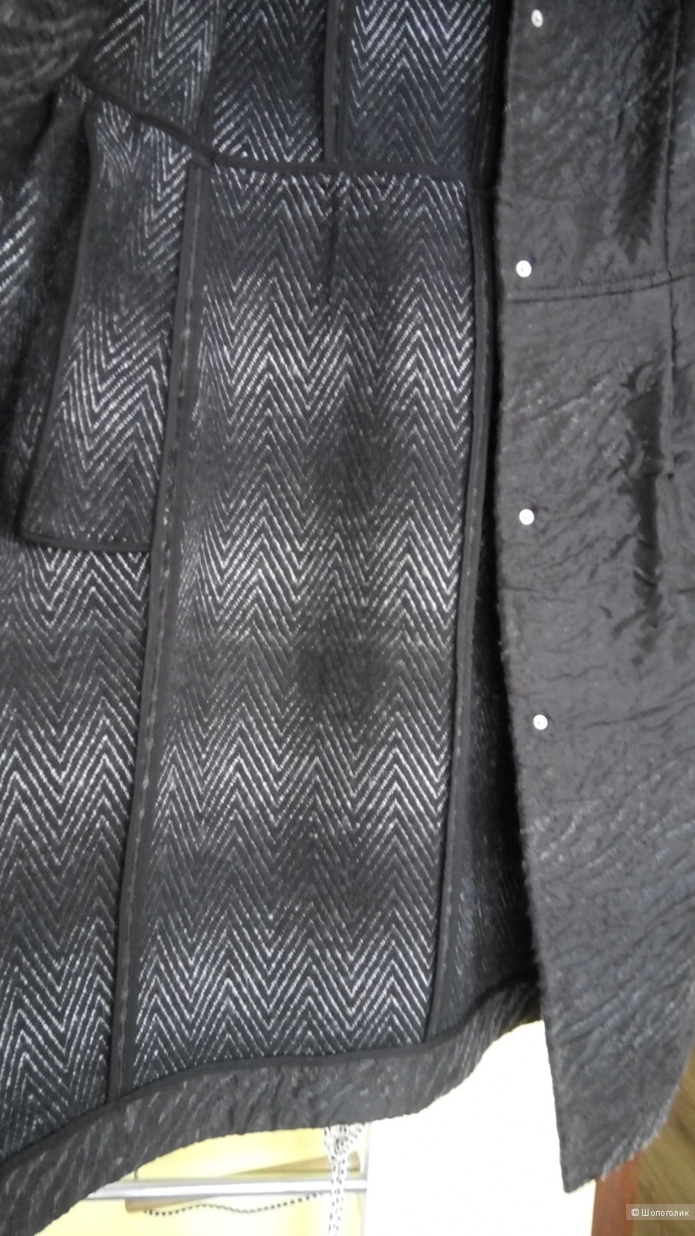 Стильное черное пальто без подкладки 48 размер