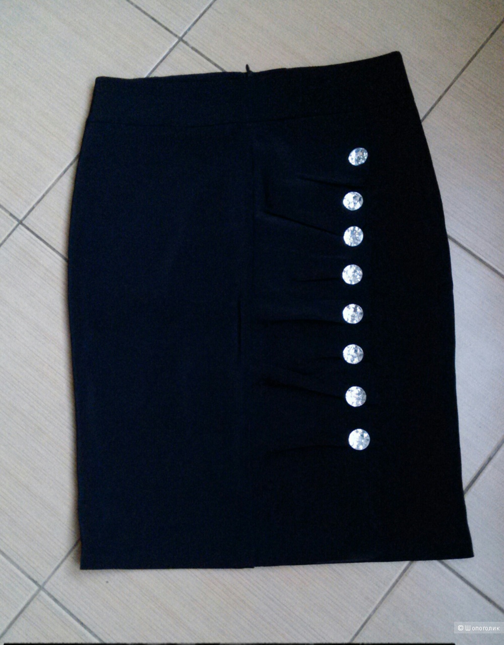 Эффектная черная юбка-карандаш 44-го размера