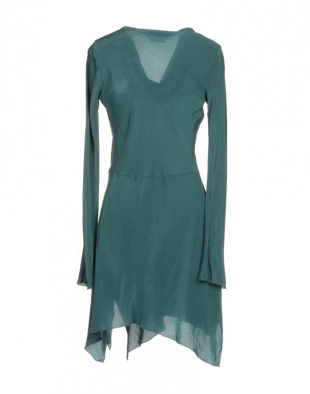 Шелковое короткое платье-туника, изумрудно-зеленое, S-M, Италия