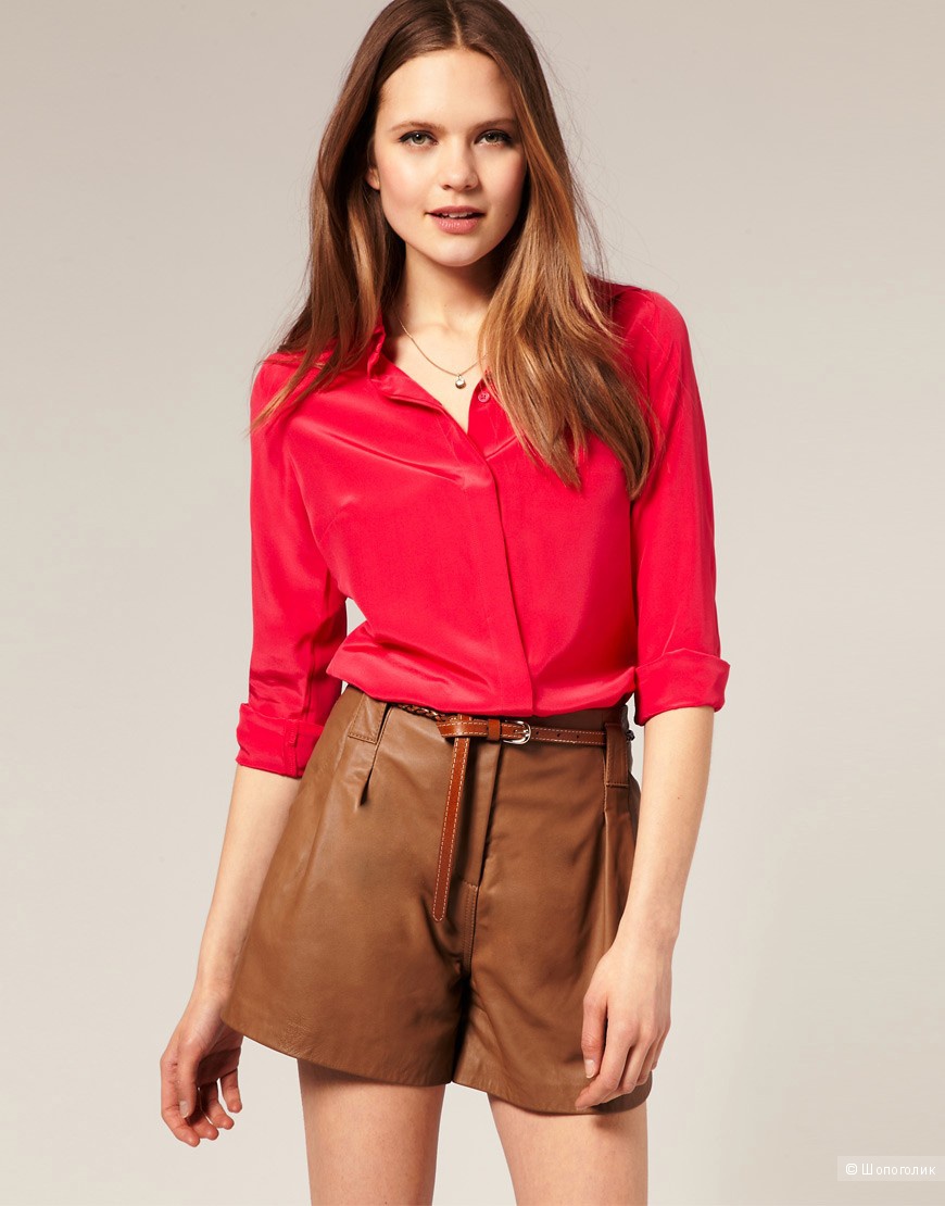 Шелковая блузка, красная с розовым отливом, UK10, REISS