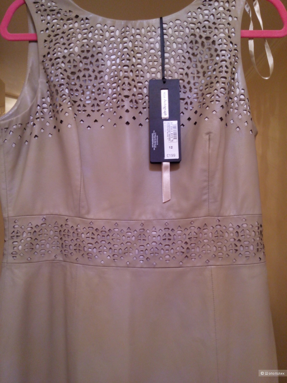Платье из натуральной кожи с вырезами лазером размер 12UK, "MARKS AND SPENCER"  AUTOGRAF