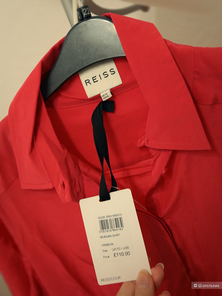 Шелковая блузка, красная с розовым отливом, UK10, REISS