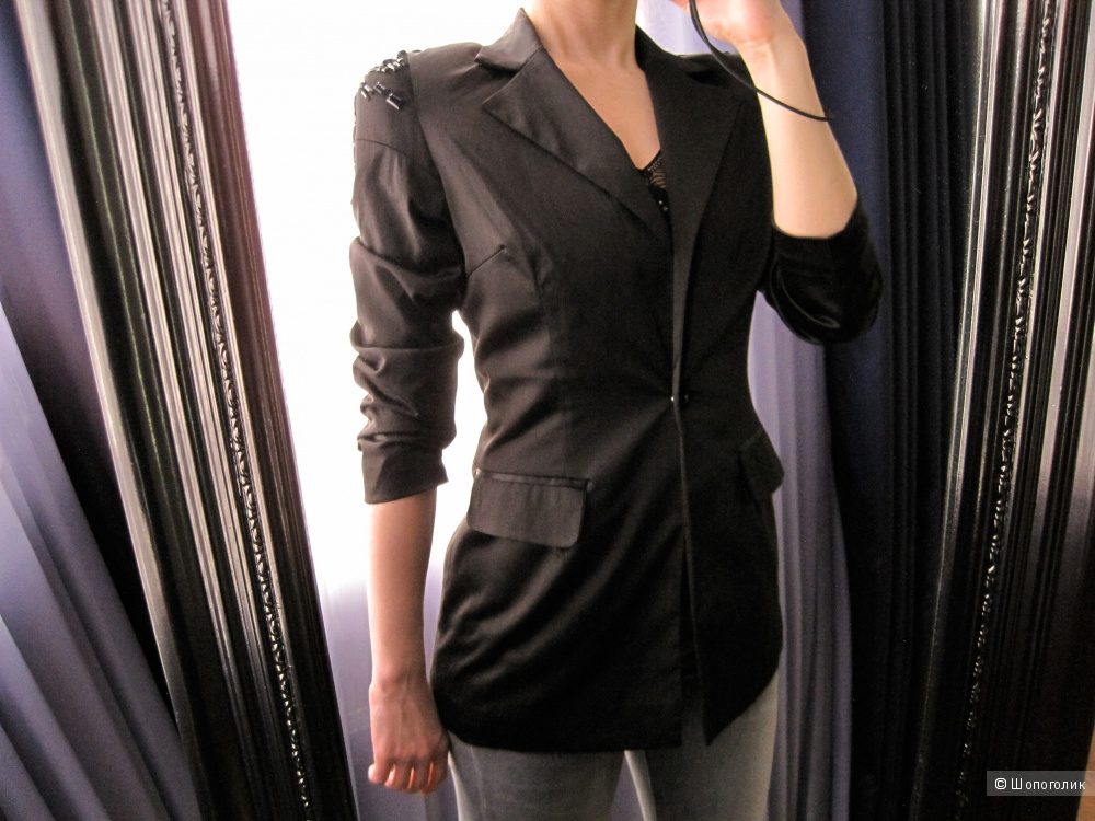 Черный атласный удлиненный пиджак с подплечниками Arrogant Cat London