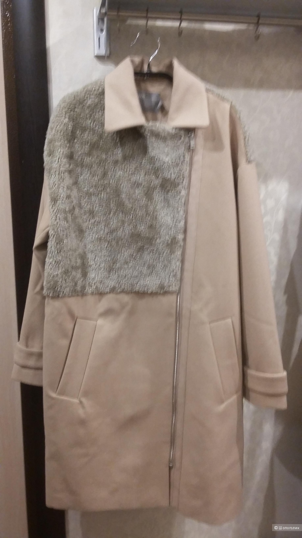 Пальто в байкерском стиле с отделкой "борг" ASOS