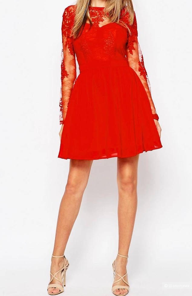 Кружевное приталенное платье с длинными рукавами Missguided Premium, размер 46
