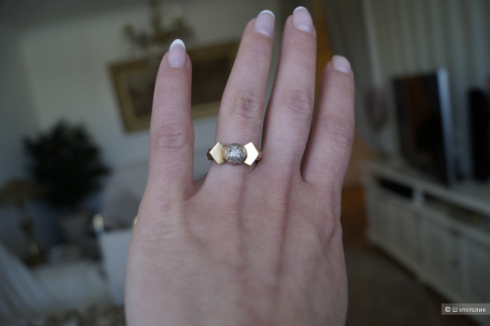 Дизайнерское кольцо из лимонного золота с бриллиантами,  Италия, ручная работа, новое.