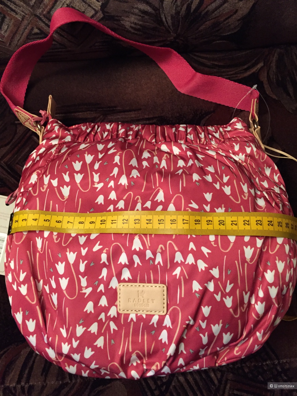 Новая сумочка Radley из нейлона, малинового цвета.