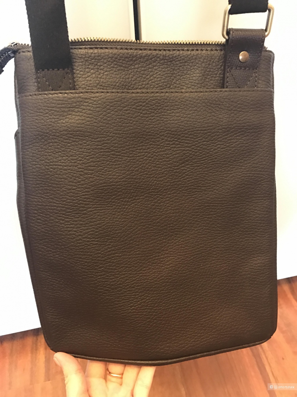 Новая кожаная мужская сумка-планшет цвет темно- коричневый фурнитура бронза бренд VF+ Подарок