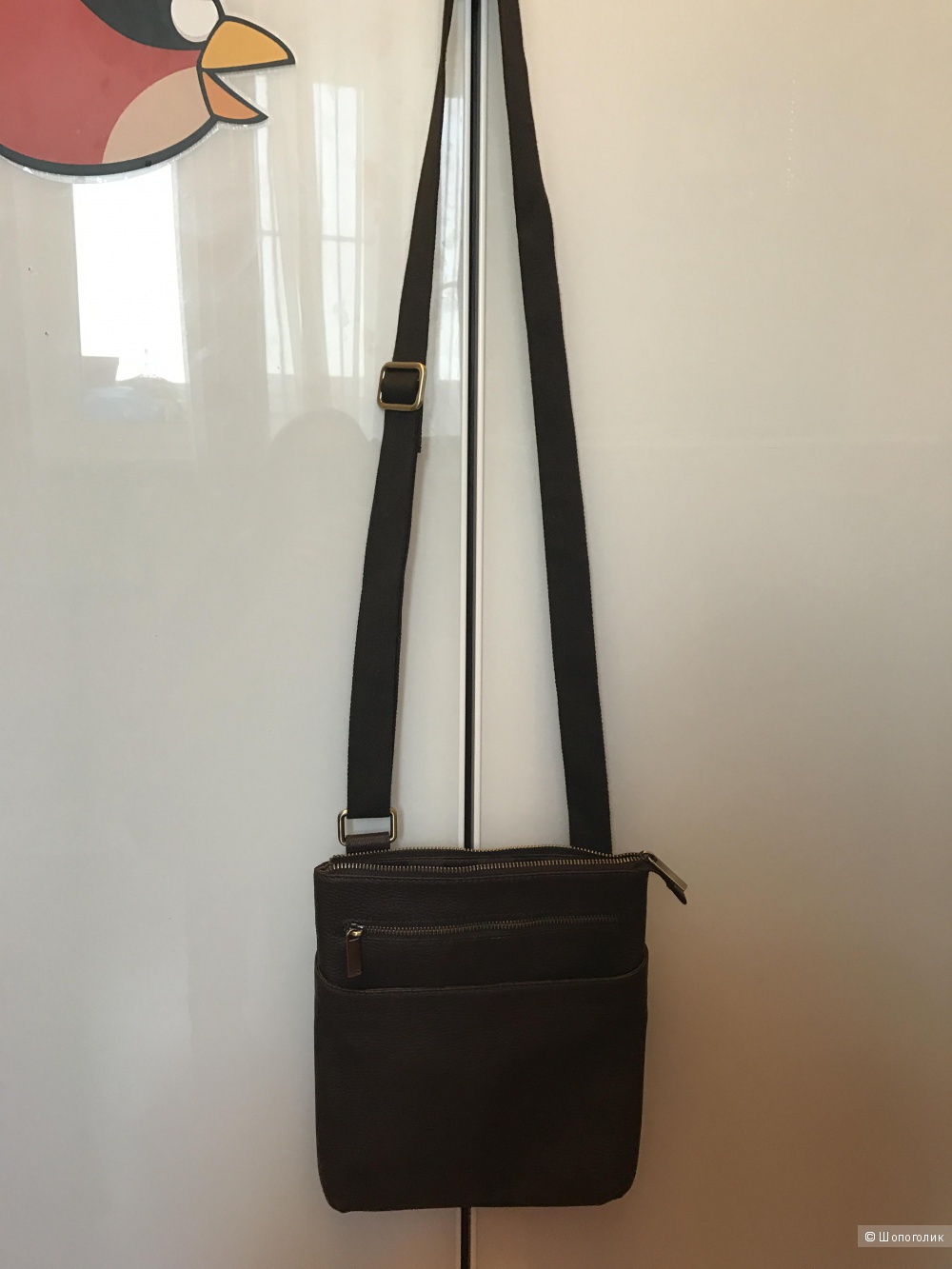 Новая кожаная мужская сумка-планшет цвет темно- коричневый фурнитура бронза бренд VF+ Подарок