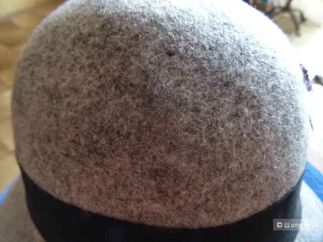 Шляпка-котелок, размер 57, 100% шерсть в сером цвете