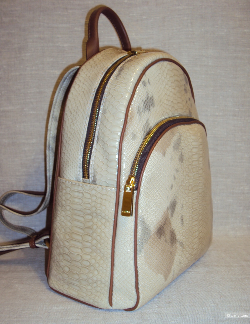 Новый бежевый рюкзак Gaude из натуральной кожи с ортопедической спинкой, Италия