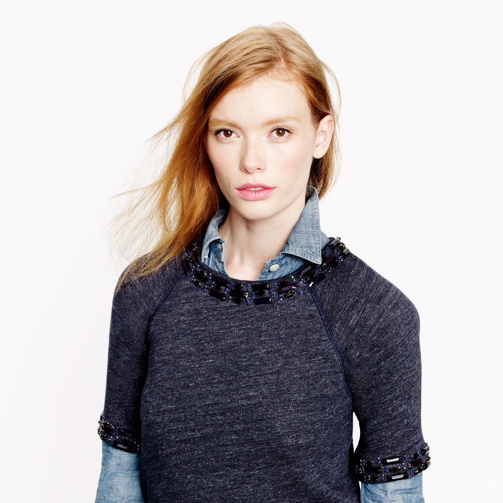 Темно-синий свитшот с камнями J.Crew / XS-S