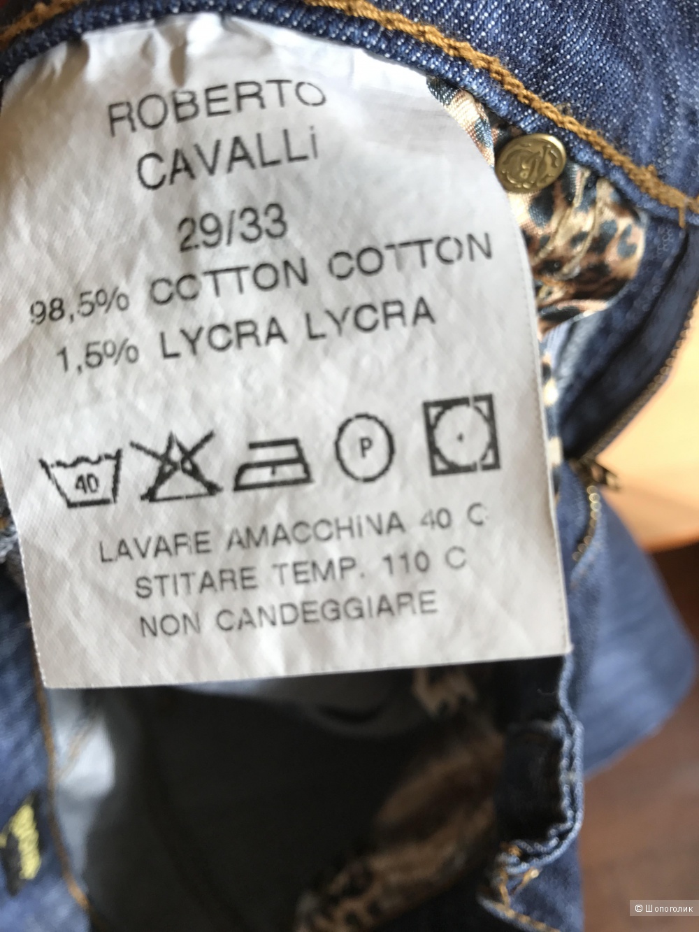 Джинсы Roberto Cavalli размер 29/33 цвет темно-синий фурнитура золото Италия