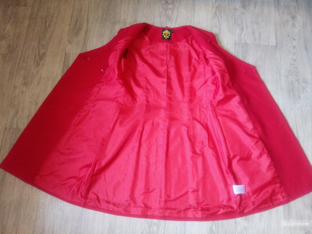 Двубортное пальто с отделкой из искусственного меха Nishe, UK 10