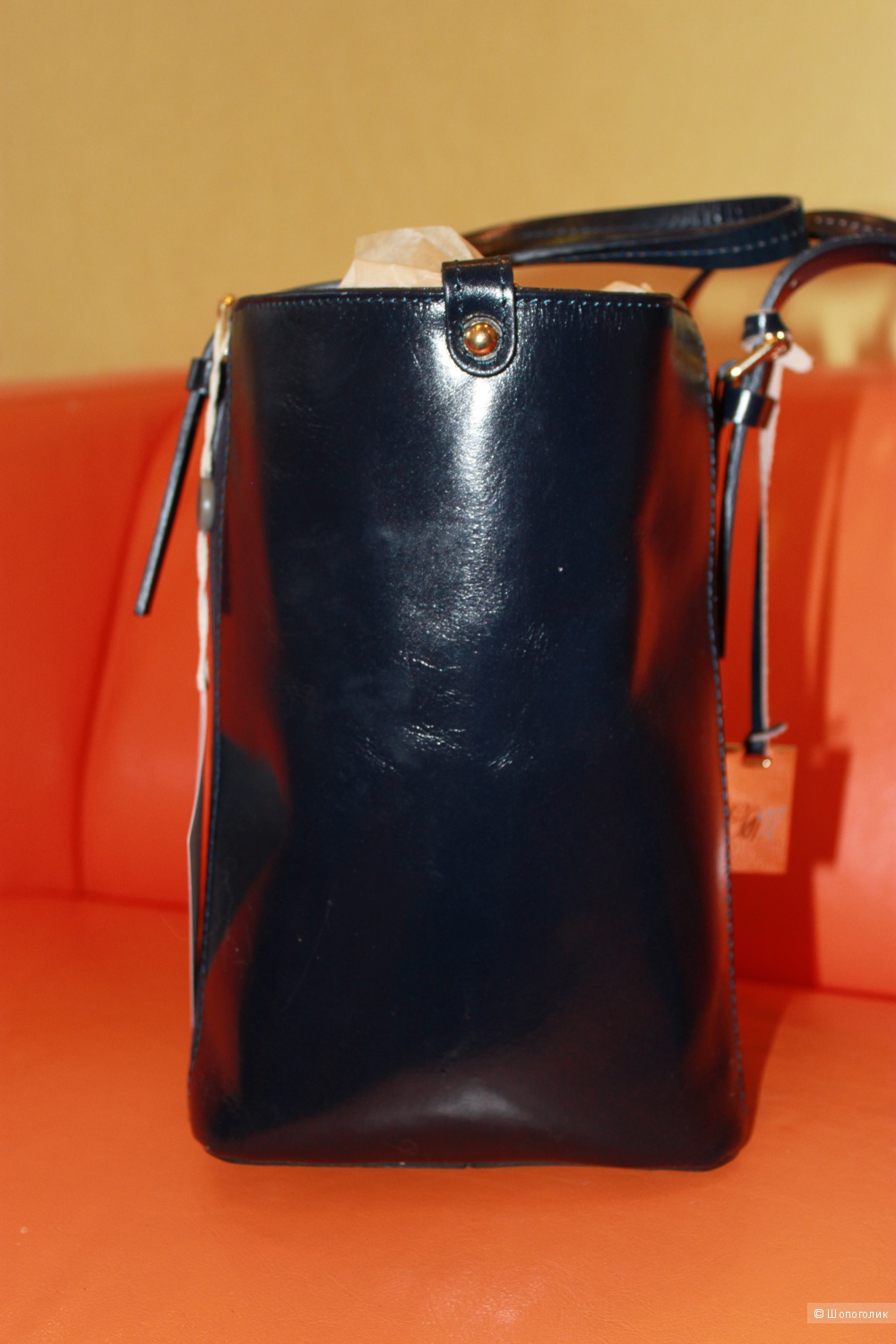 Новая кожаная итальянская сумка Emilio Masi темно-синего цвета