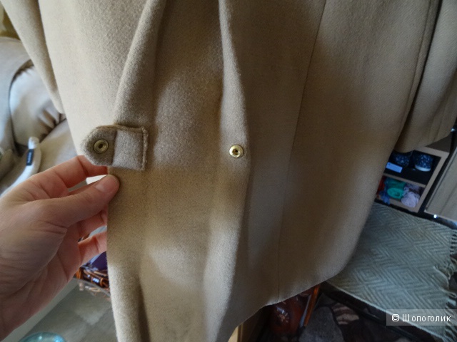Пальто дафлкот в цвете camel с капюшоном, Zara, размер 44-46, б/у