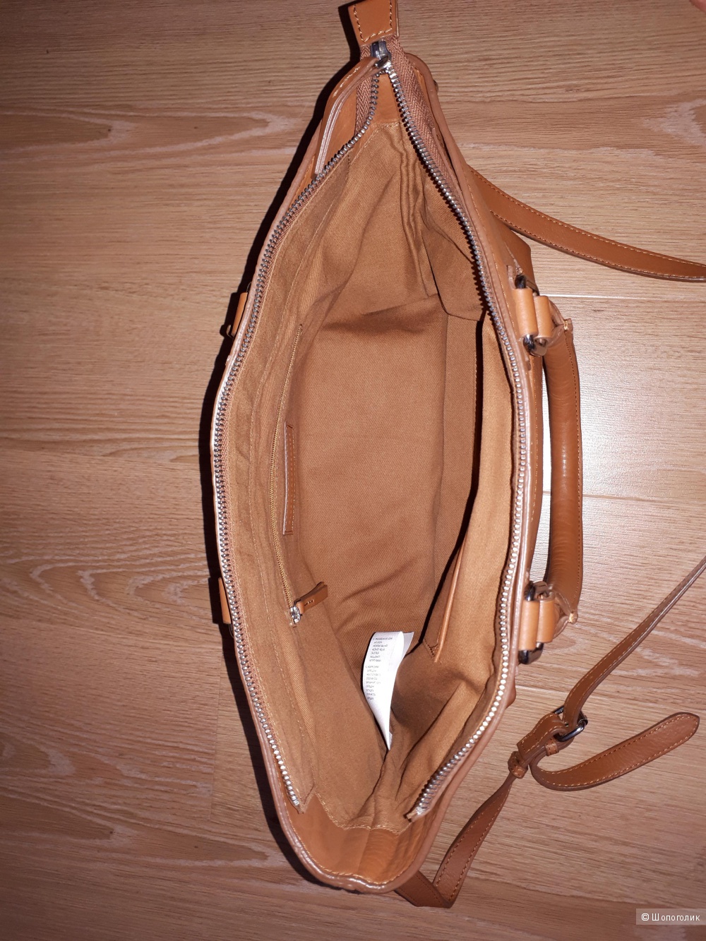 Большая сумка Global Accessories коньячного цвета из натуральной кожи