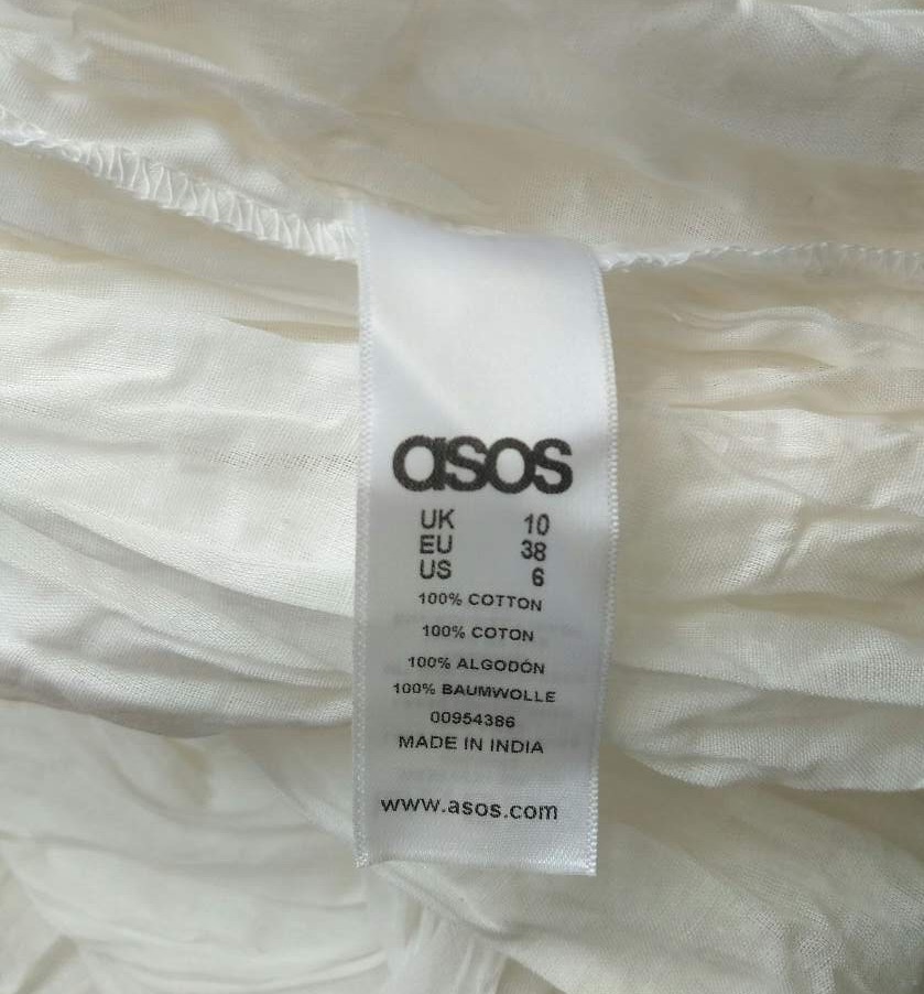 Летняя белая макси юбка "в пол" ASOS Crinkle, р-р 44-46. На высокий рост!