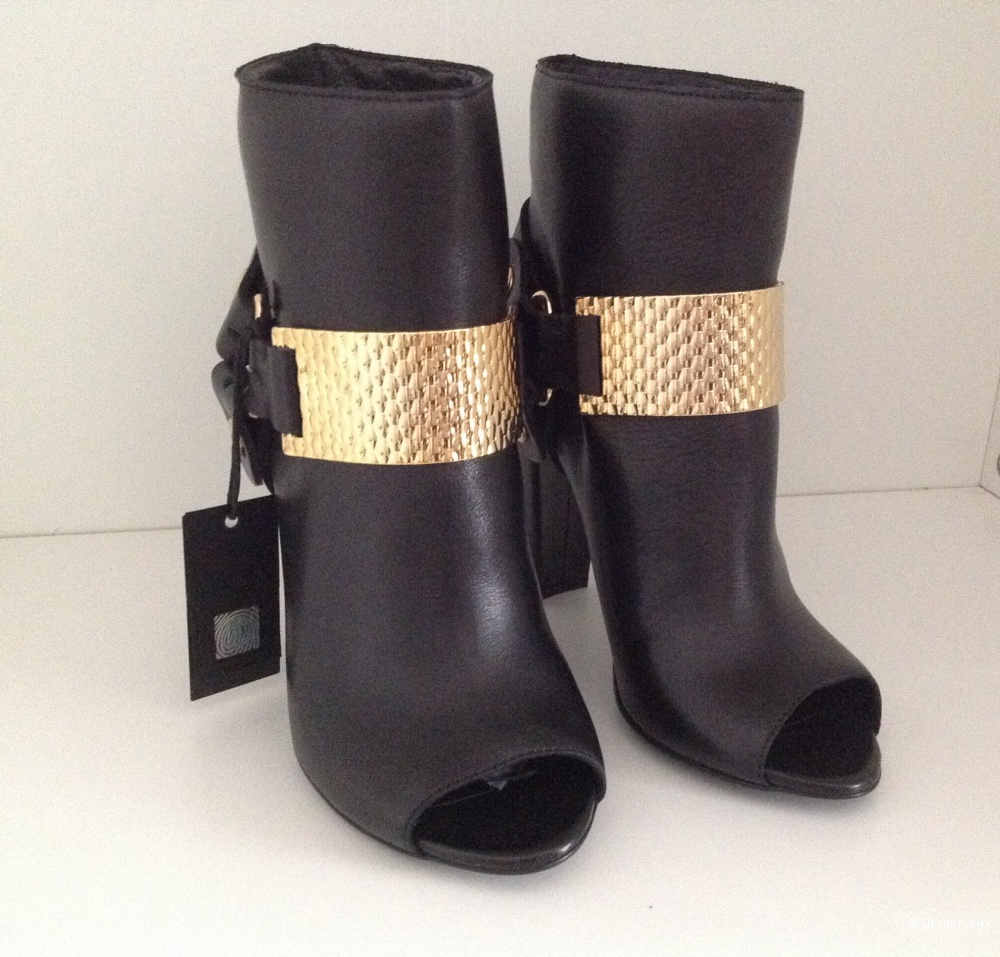 Just cavalli Peep Toe Bootie With Gold Hardware