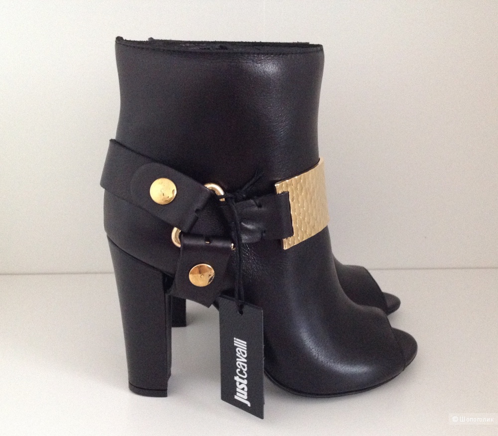 Just cavalli Peep Toe Bootie With Gold Hardware